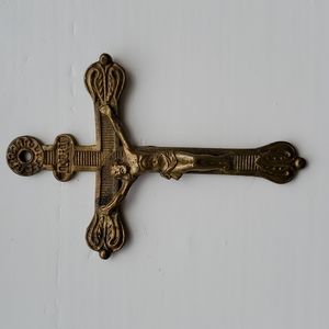 Antique French Crucifix Bronze Cross